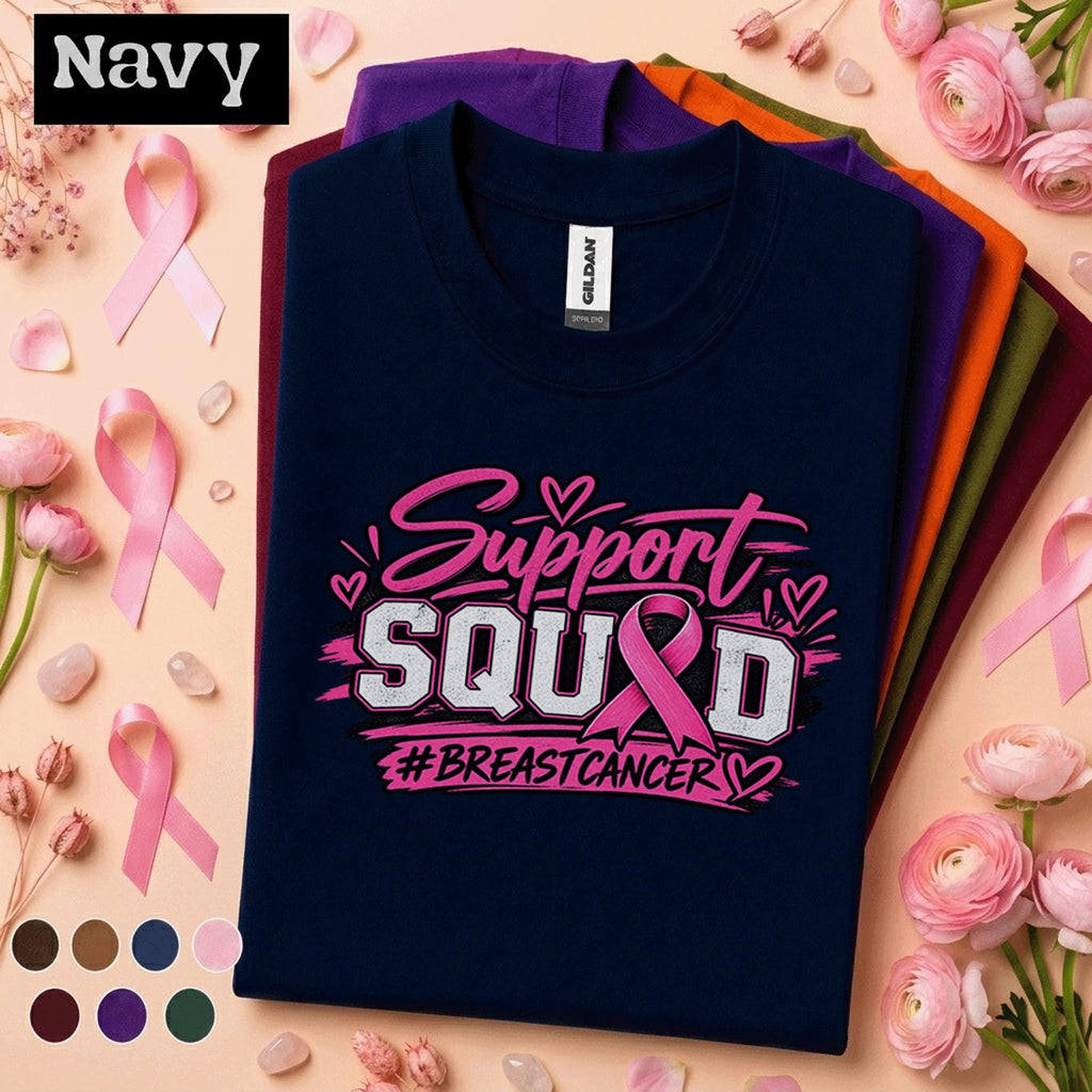 Breast Cancer Awareness Shirt, Support Squad Pink Ribbon Tee, Breast Cancer Support Team Shirt, October Awareness Walk Family Gift Tee