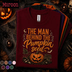 Man Behind The Pumpkin Seed Halloween Shirt, Funny Dad Halloween Tee, Pumpkin Carving Shirt, Spooky Dad Joke Fall Gift for Men