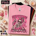 Breast Cancer Survivor Shirt, Surviving Purely Out of Spite Tee, Pink Ribbon Skeleton Shirt, Funny October Awareness Gift for Women