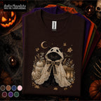 Black Cat Halloween Shirt, Cute Ghost Costume Cat Tee, Gothic Cottagecore Halloween, Spooky Autumn Pumpkin Shirt, Cat Lover Gift