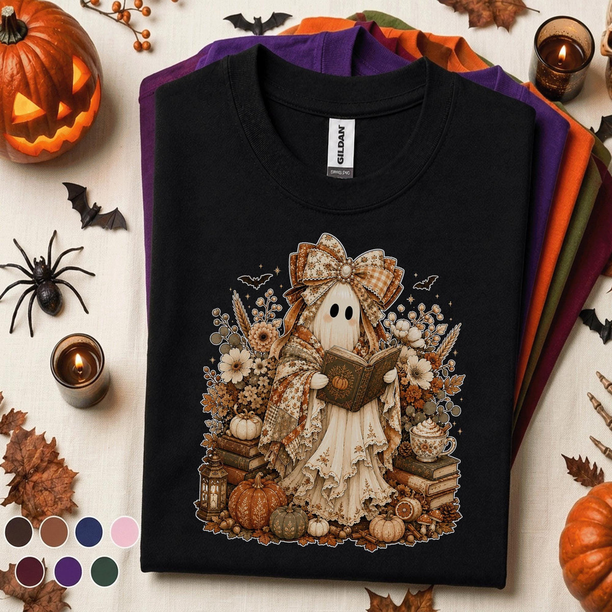 Cozy Reading Ghost Halloween Shirt, Book Lover Tee