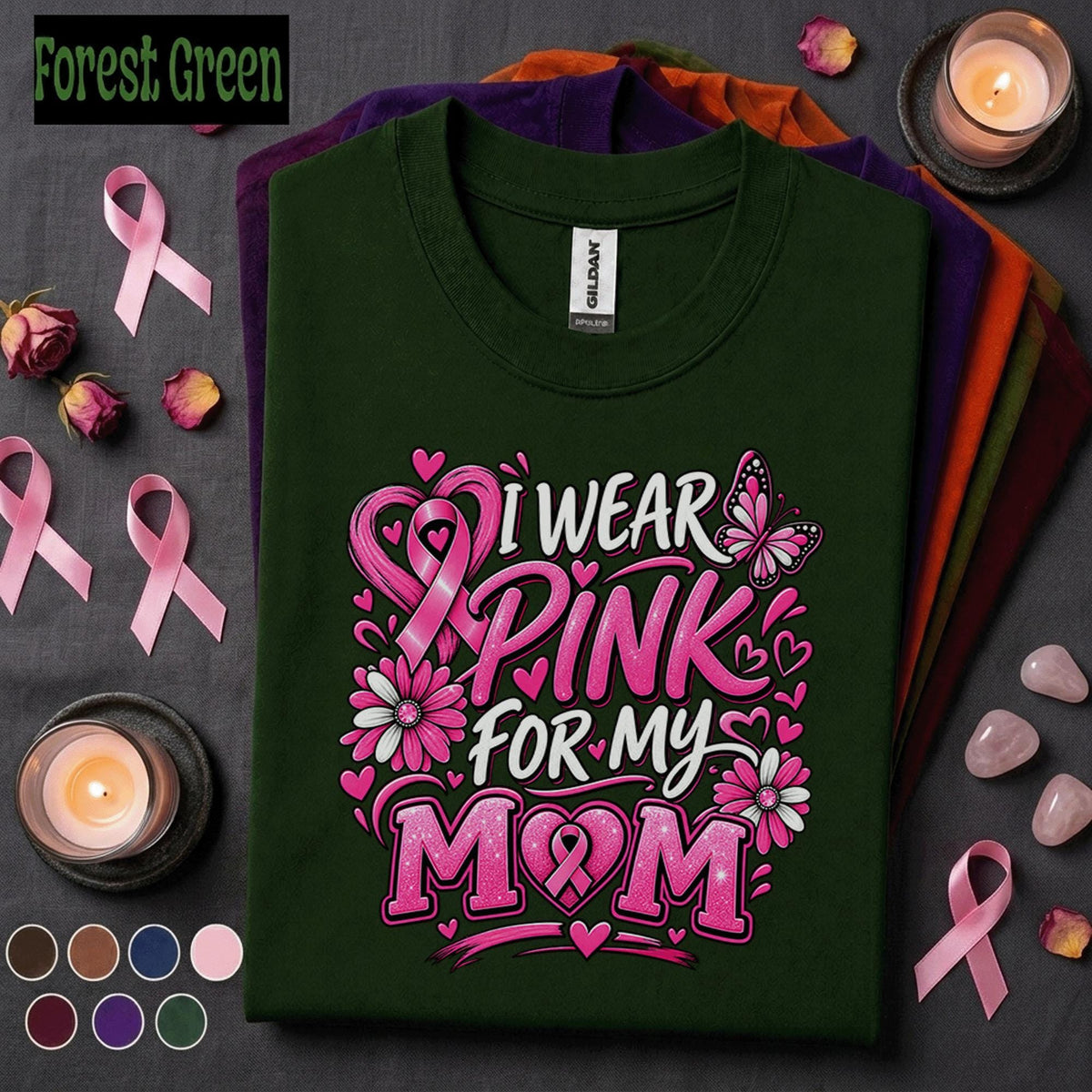 Breast Cancer Awareness Shirt, I Wear Pink for My Mom Tee, Pink Ribbon Support Shirt, Breast Cancer Mom Gift, October Awareness Tee