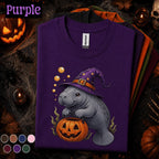 Manatee Halloween Shirt, Cute Witch Manatee Tee, Pumpkin Shirt, Funny Ocean Animal Halloween Gift, Spooky Sea Cow Tee