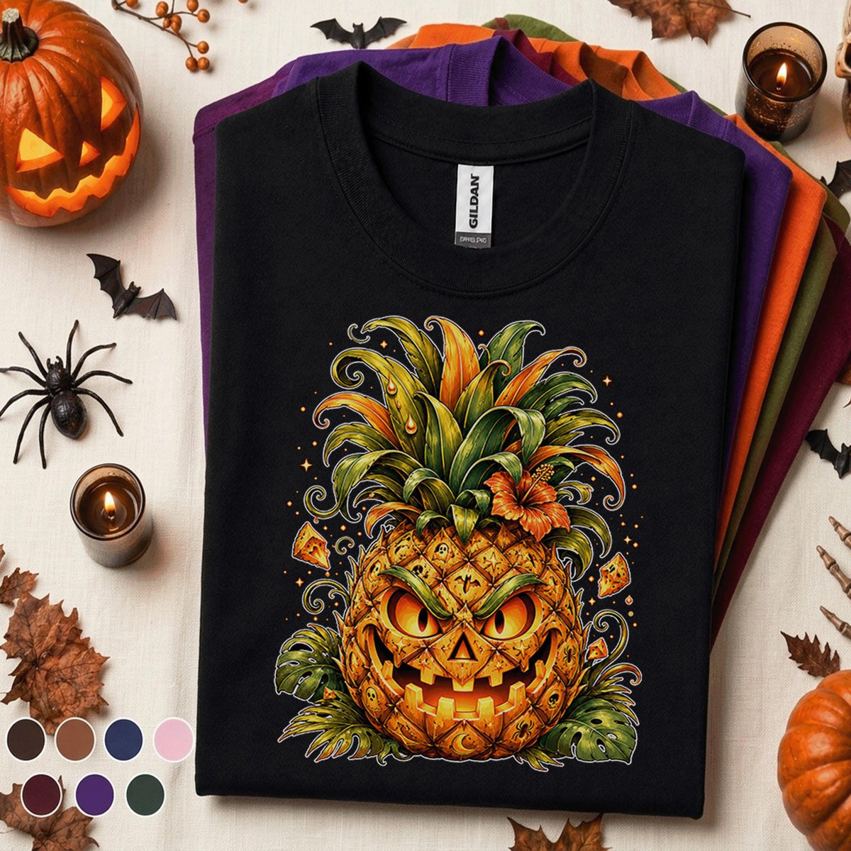 Pineapple Jack O Lantern Halloween Shirt, Tropical Pumpkin Tee