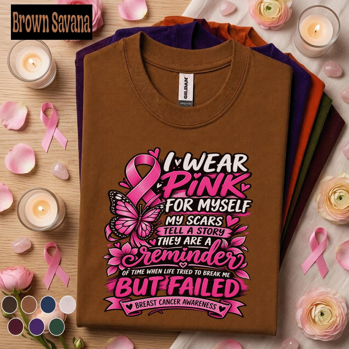 Breast Cancer Survivor Shirt, I Wear Pink for Myself Tee, Pink Ribbon Butterfly Shirt, Inspirational Cancer Awareness Gift for Women
