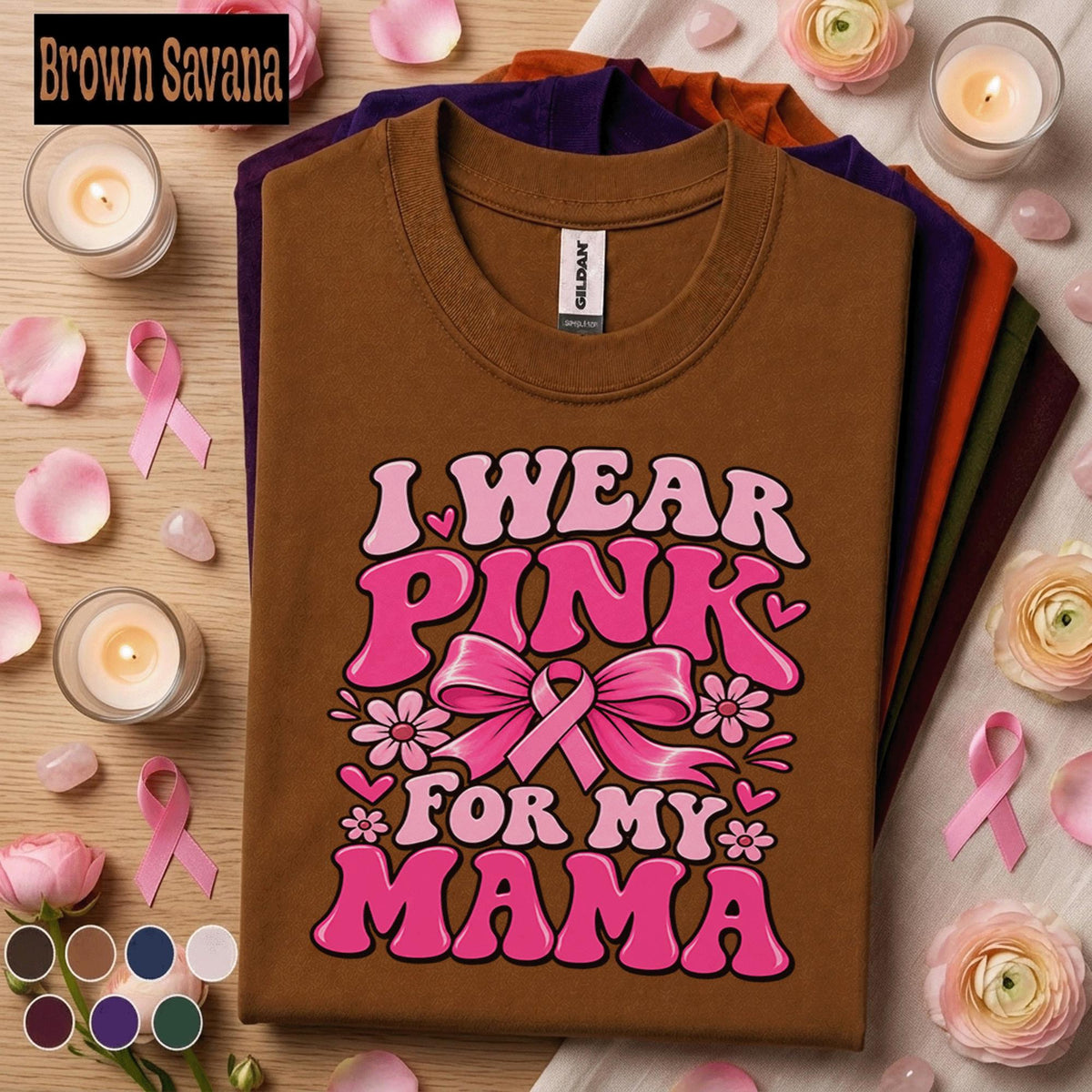 Breast Cancer Awareness Shirt, I Wear Pink for My Mama Tee, Pink Ribbon Mom Support Shirt, October Awareness Family Gift for Daughter