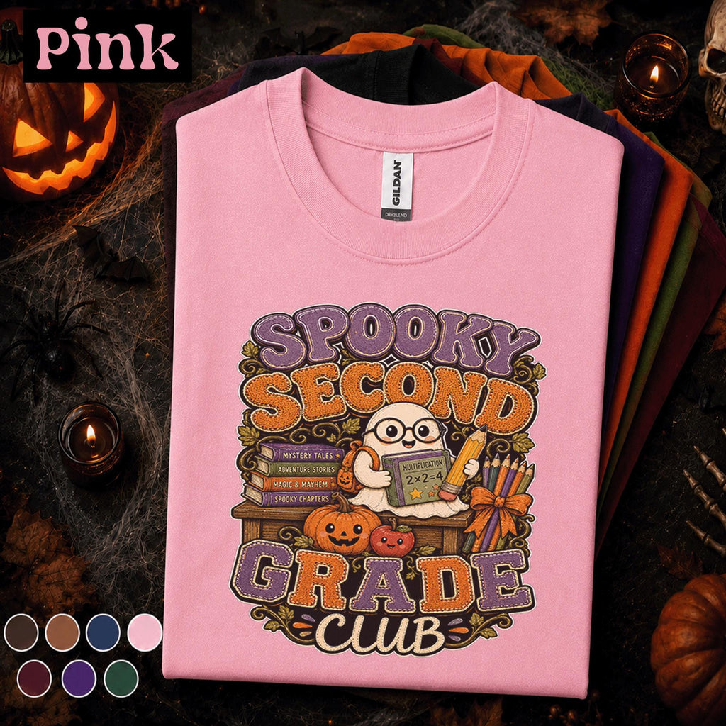 Spooky Second Grade Club Halloween Shirt, 2nd Grade Teacher Tee, Ghost Pumpkin Classroom Shirt, Fall Elementary School Teacher Gift