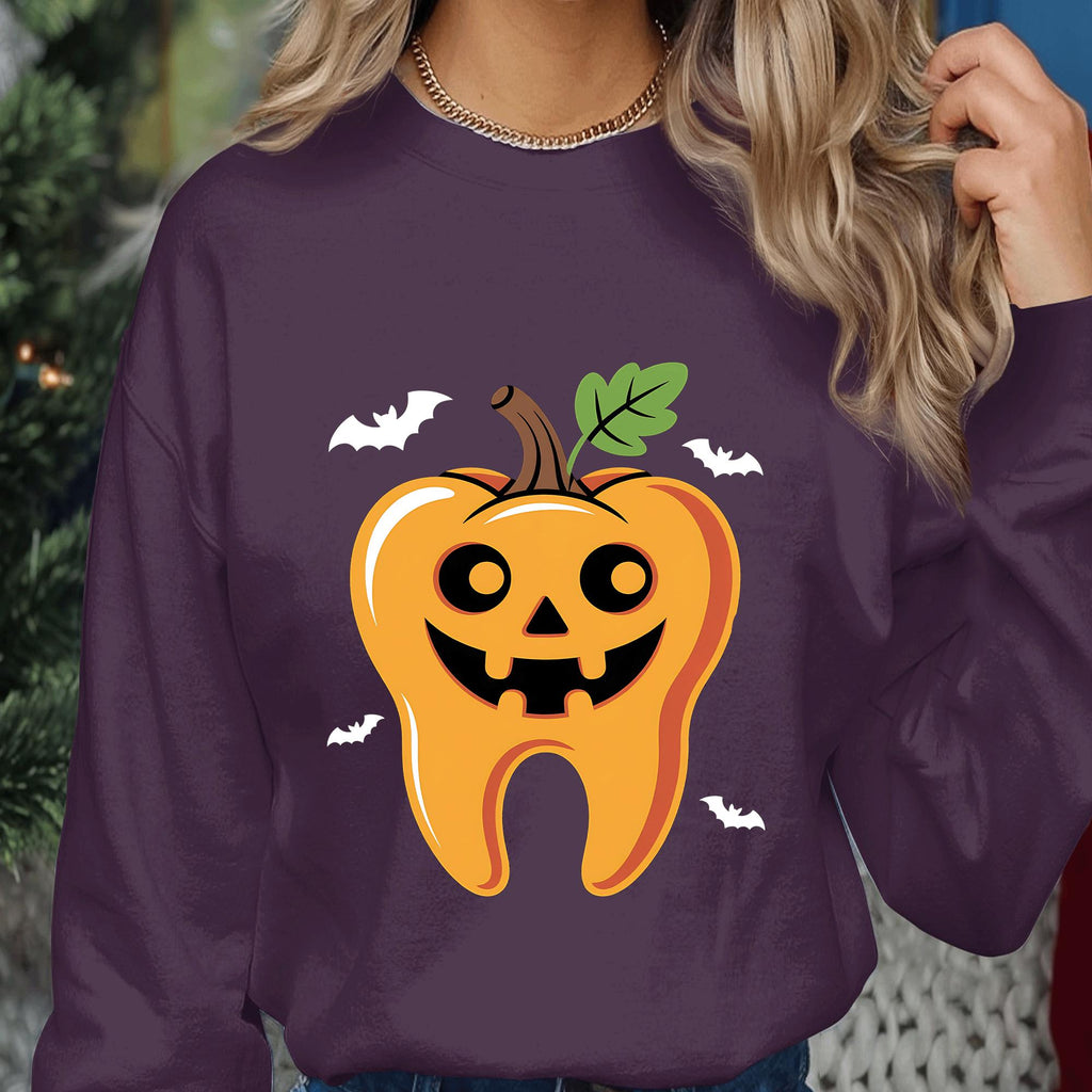 Dental Halloween Tooth Pumpkin Shirt, Spooky Dental Jack O Lantern Tee, Cute Dentist Halloween Costume Fall, Dental Halloween Sweatshirt