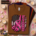 Breast Cancer Awareness Shirt, Fight Pink Ribbon Tee, Boxing Gloves Fighter Shirt, American Flag October Support Survivor Gift Women