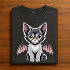Bat Wing Cat Shirt, Cute Spooky Kitten Bat Wings Tee