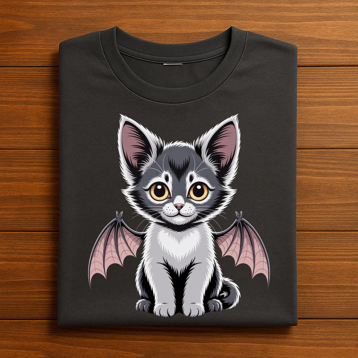 Bat Wing Cat Shirt, Cute Spooky Kitten Bat Wings Tee