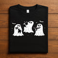 Ghost Cat halloween shirt cute ghosts holding black cats, spooky paranormal Tee
