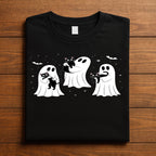 Ghost Cat halloween shirt cute ghosts holding black cats, spooky paranormal Tee
