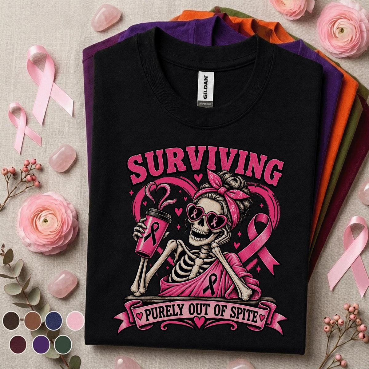 Breast Cancer Survivor Shirt, Surviving Purely Out of Spite Tee