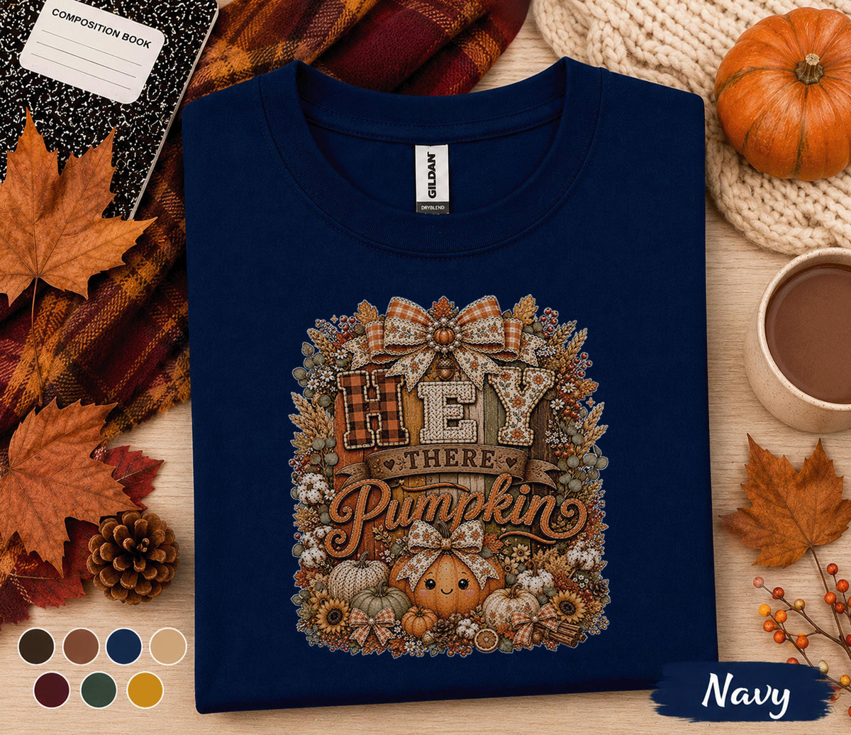 Hey There Pumpkin Shirt Cute Fall Pumpkin Tee Cozy Autumn Shirt Thanksgiving Harvest Festival Pumpkin Patch Lover Gift for Women