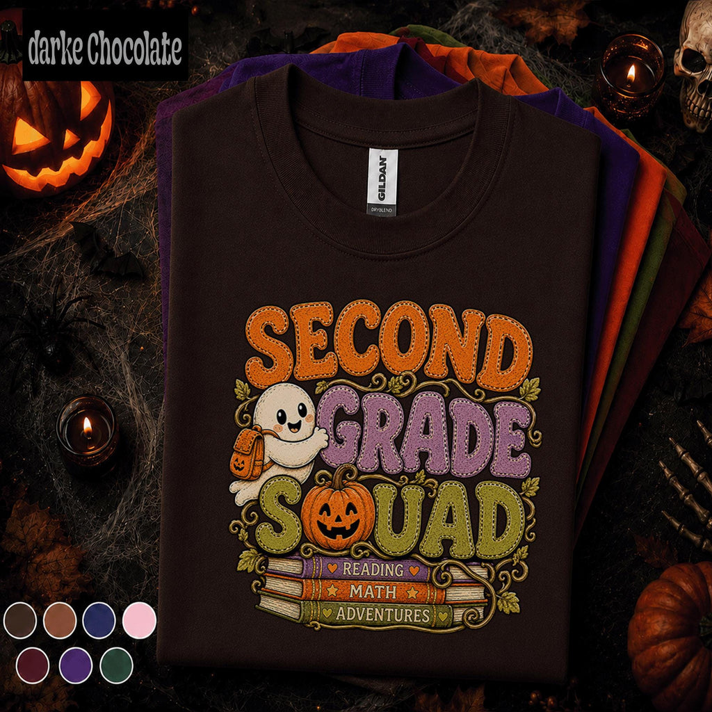 Second Grade Squad Halloween Shirt, Teacher Ghost Pumpkin Tee, 2nd Grade Teacher Shirt, Spooky School Team Tee, Fall Classroom Gift