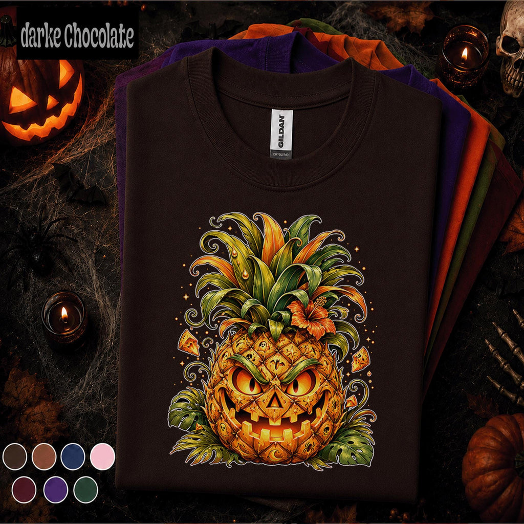 Pineapple Jack O Lantern Halloween Shirt, Tropical Pumpkin Tee, Spooky Pineapple Shirt, Funny Halloween Party Fall Gift Tee