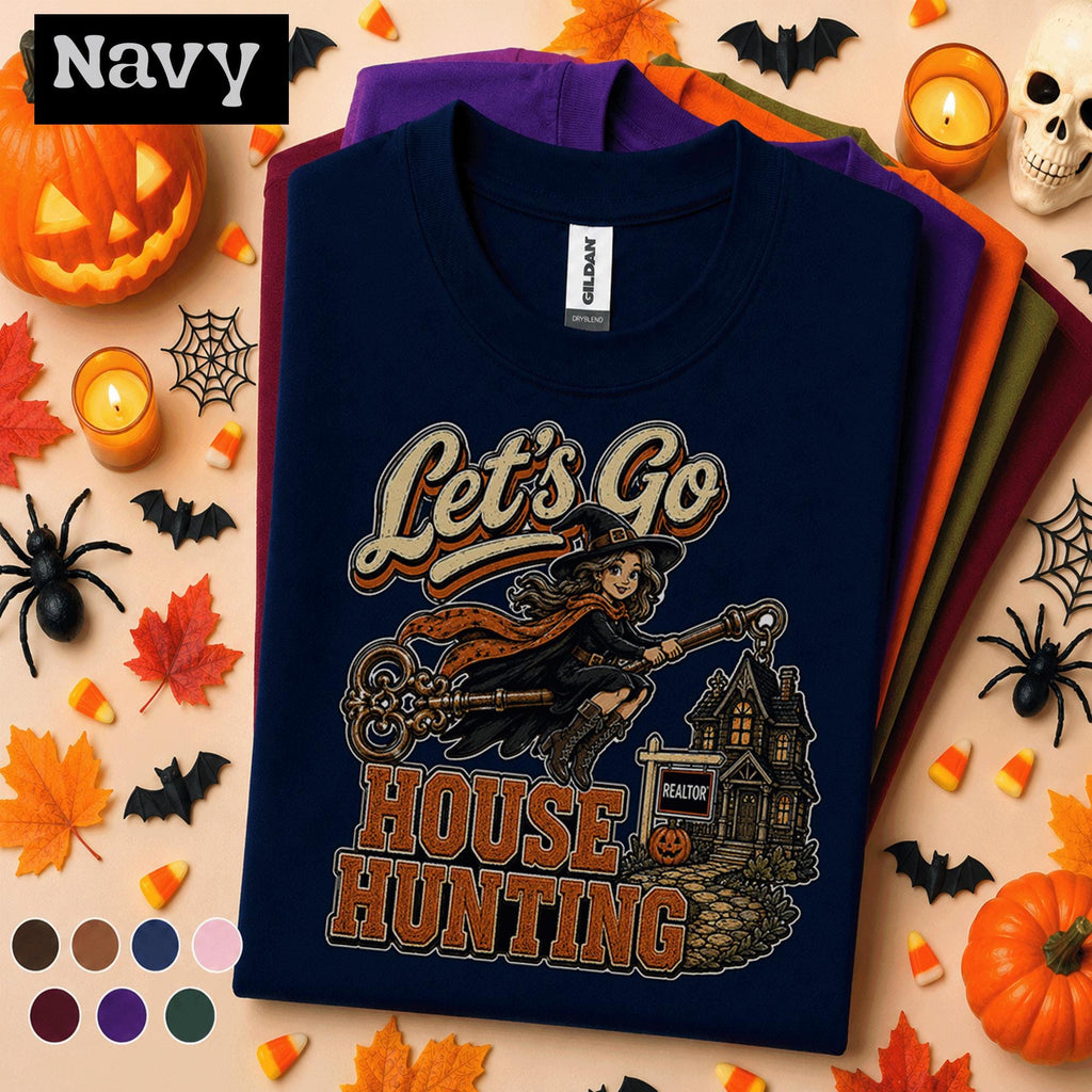 Lets Go House Hunting Halloween Realtor Shirt, Witch Real Estate Agent Tee, Spooky Realtor Gift, Haunted House Real Estate Fall Tee