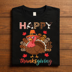 Autumn Happy Thanksgiving Shirt Turkey Pumpkin Fall Leaves Seasonal Outfit Tee, Happy Thanksgiving Sweatshirt, Gift Thanksgiving Family Tee