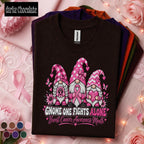 Breast Cancer Awareness Shirt, Gnome One Fights Alone Tee, Pink Ribbon Gnome Shirt, October Support Gift, Cancer Warrior Women Tee