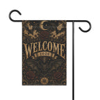 Gothic Bat Halloween Garden Flag, Welcome 2026 Moon Rose Yard Decor, Vintage Witchy Outdoor Flag, Spooky Victorian Halloween Porch Decor