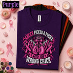 Breast Cancer Awareness Shirt, Cancer Picked a Fight Tee, Wrong Chick Pink Ribbon Shirt, Fighter Survivor Gift, October Support Tee