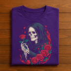 Couple Ghost Roses Shirt, Gothic Skeleton Rose Tee, Dark Halloween T-Shirt, Reaper Floral Gothic Fashion Top, Gift Valentine's Day shirt,