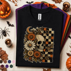 Floral Skull Halloween Shirt, Gothic Daisy T Shirt