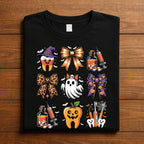 Dentist Halloween Dental Shirt Ghosts Pumpkins Teeth Bows, Spooky Dentist Hygienist Syringe Graphic Tee