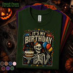 It's My Birthday Skeleton Shirt, Funny Birthday Halloween Tee, Spooky Birthday T Shirt, Skeleton Cake Party Tee, Retro Birthday Gift