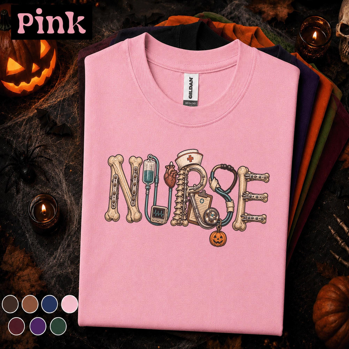Nurse Halloween Shirt, Spooky Orthopedic Nurse Tee, Medical Skeleton Bones Shirt, Pumpkin Nursing Gift, Healthcare Halloween Tee for RN