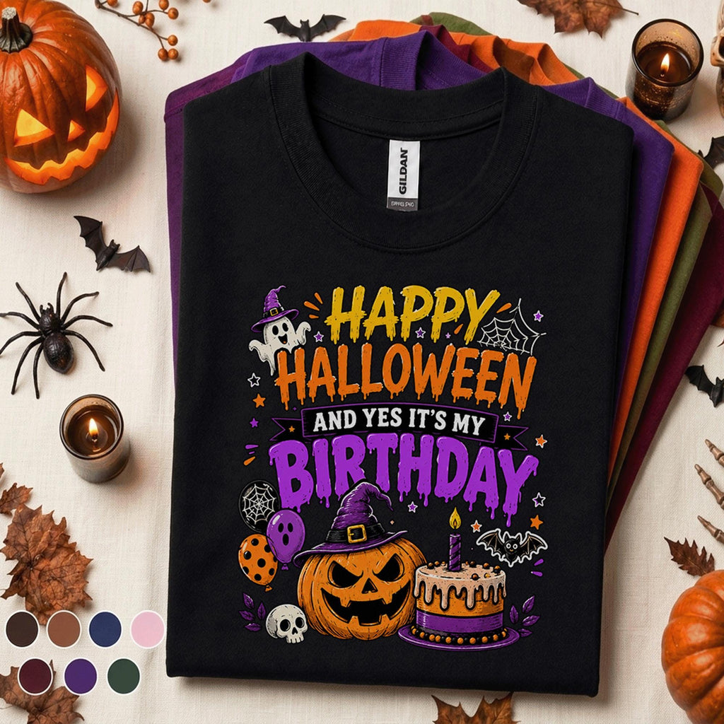 Happy Halloween Its My Birthday Shirt, Spooky Birthday Pumpkin Tee
