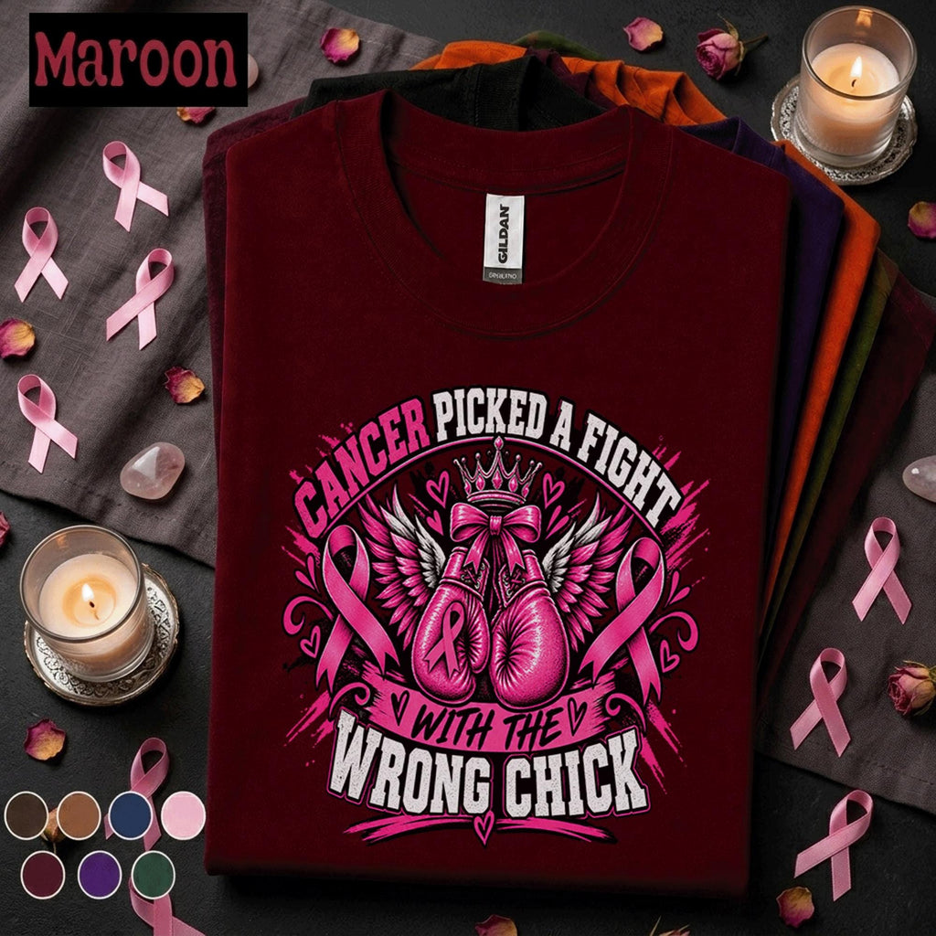 Breast Cancer Awareness Shirt, Cancer Picked a Fight Tee, Wrong Chick Pink Ribbon Shirt, Fighter Survivor Gift, October Support Tee