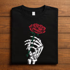 Skeleton Hand with Rose Shirt, Gothic Romance Halloween Tee, Couple Halloween Shirt, Skeleton Rose T-Shirt, Gift Valentine's Day Shirt