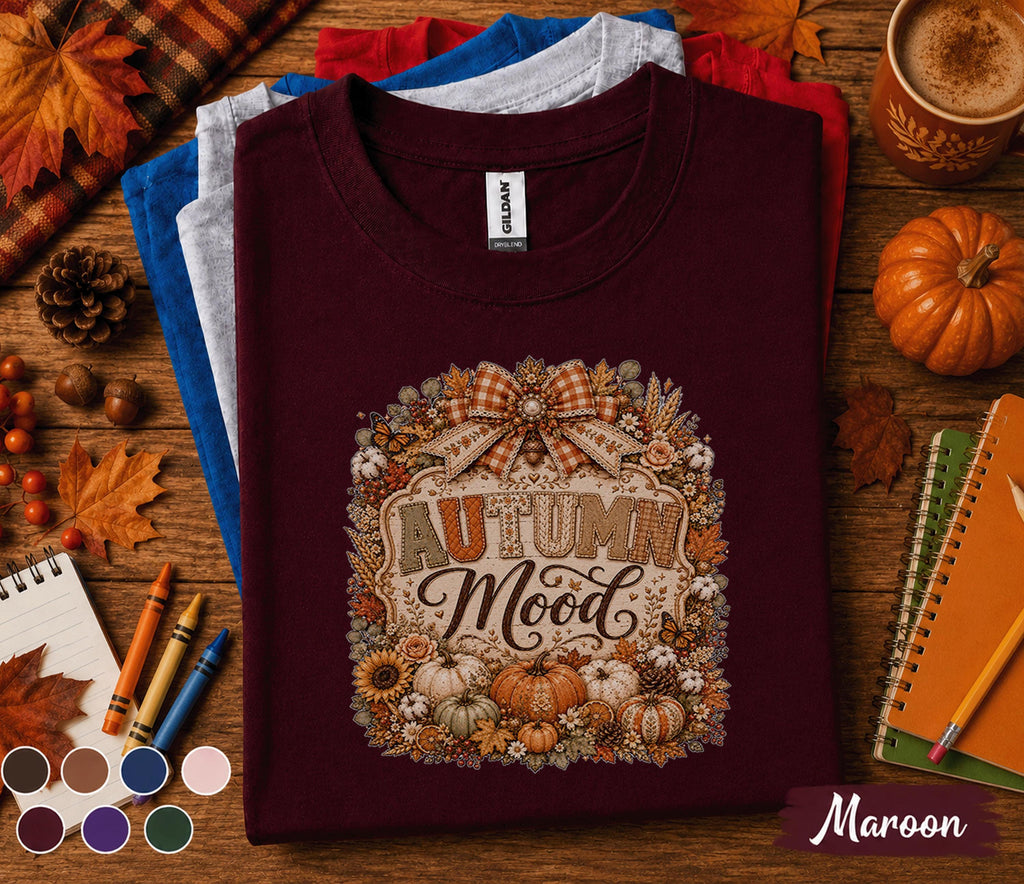 Autumn Mood Shirt Cozy Fall Pumpkin Tee Rustic Thanksgiving Shirt Cute Autumn Aesthetic Sweatshirt Harvest Season Gift for Women