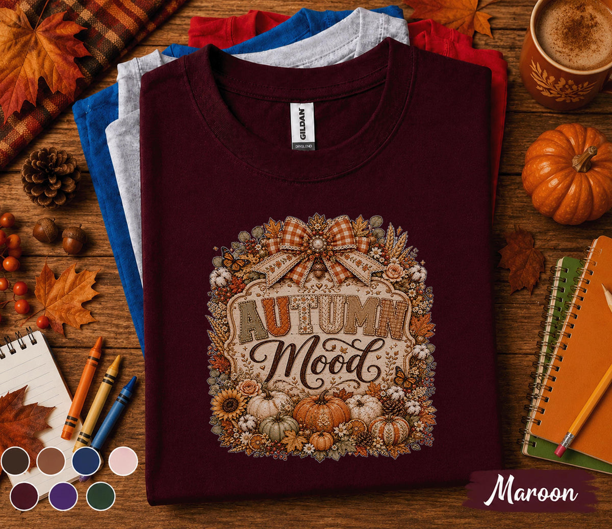 Autumn Mood Shirt Cozy Fall Pumpkin Tee Rustic Thanksgiving Shirt Cute Autumn Aesthetic Sweatshirt Harvest Season Gift for Women