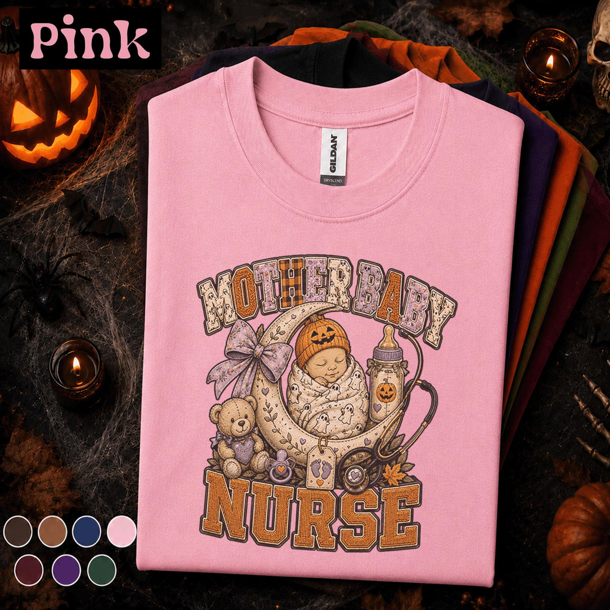 Mother Baby Nurse Halloween Shirt, Labor Delivery Nurse Tee, Newborn Nurse Gift, Spooky Maternity Nursing Shirt, Cute Fall Healthcare Tee