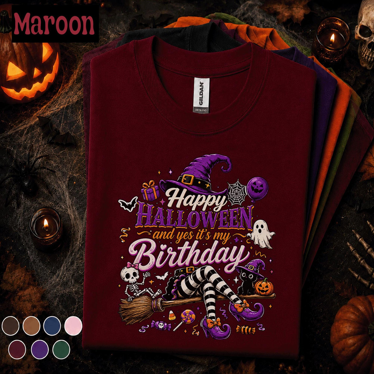 Happy Halloween Its My Birthday Shirt, Halloween Birthday Girl Tee, Witch Ghost Skeleton Pumpkin Shirt, Spooky October Birthday Gift