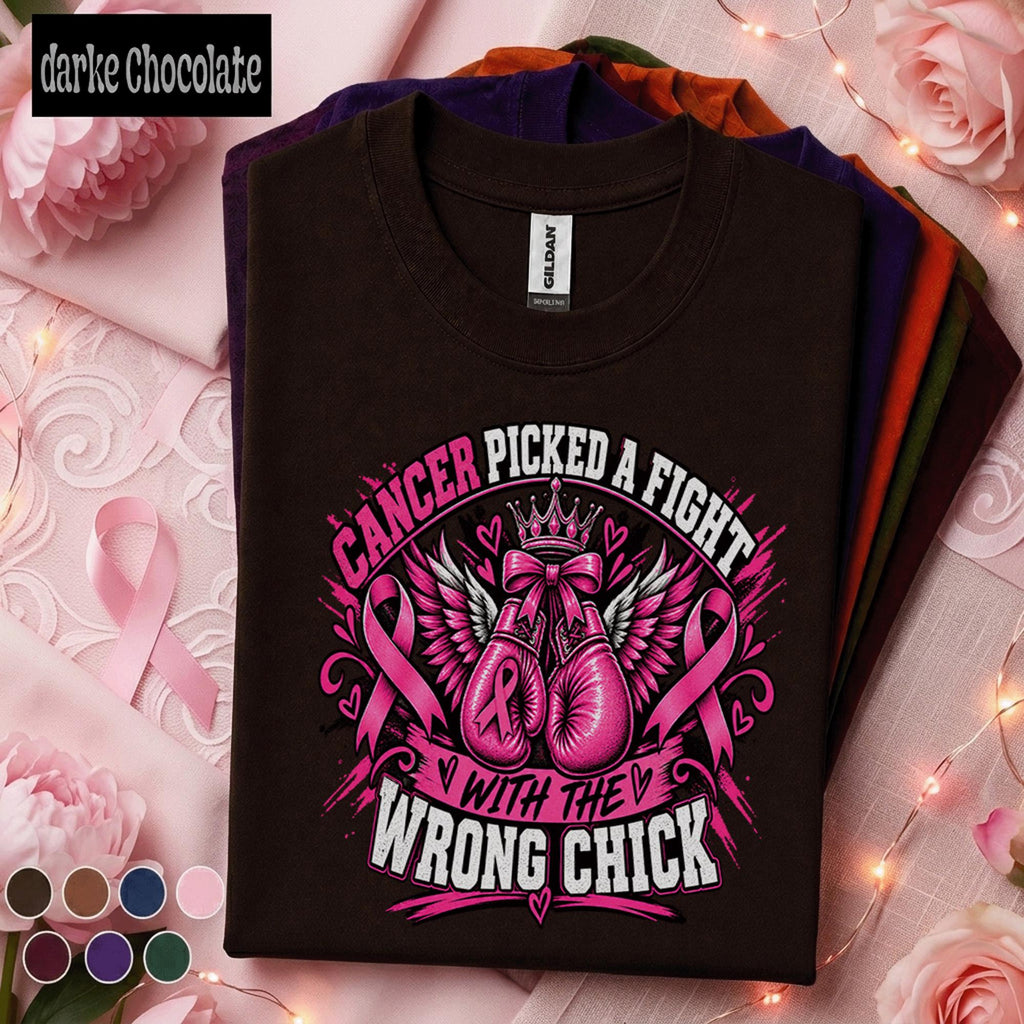 Breast Cancer Awareness Shirt, Cancer Picked a Fight Tee, Wrong Chick Pink Ribbon Shirt, Fighter Survivor Gift, October Support Tee