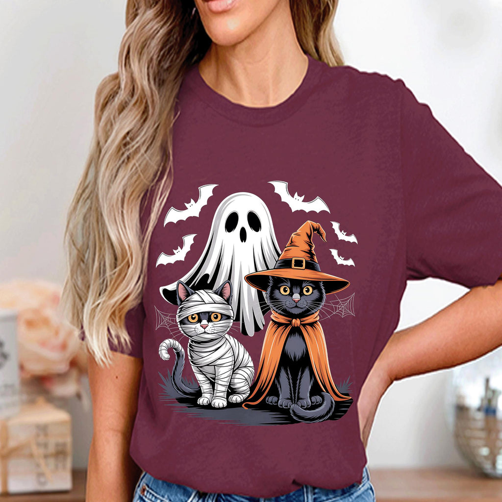 Spooky Cats Shirt Witch Cat Sweatshirt, Mummy Cat Ghost, Haunted Halloween Cat Lover Tee, Scary Cute Cat Costume Top, Cat Halloween Shirt