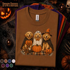 Golden Retriever Halloween Shirt, Three Dogs in Costumes Tee, Cute Ghost Witch Vampire Dog Shirt, Pumpkin Pet Lover Spooky Season Gift