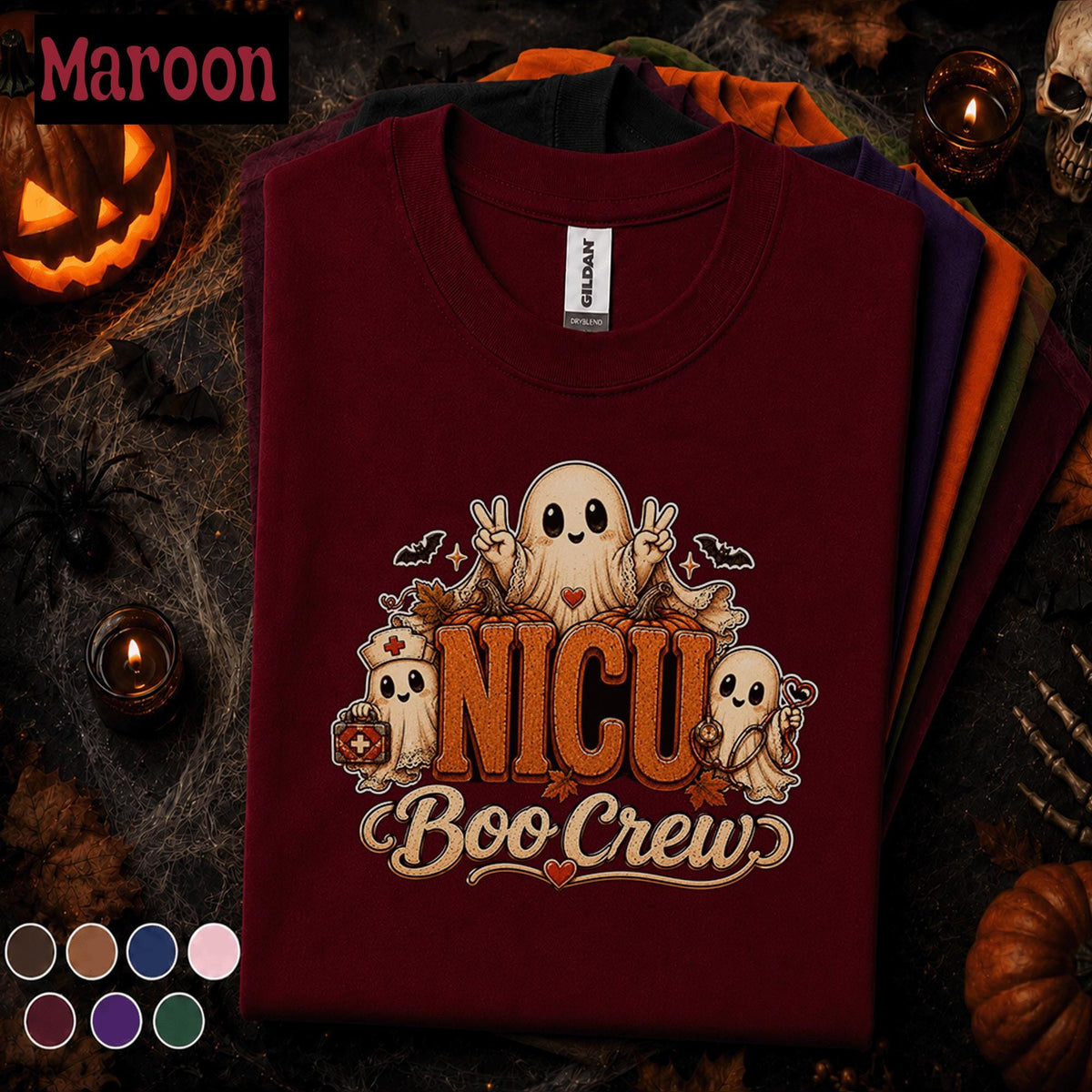 NICU Boo Crew Halloween Shirt, Cute Ghost Nurse Tee, Neonatal Nurse Gift, Spooky NICU Nursing Shirt, Healthcare Worker Halloween Tee