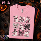 Pink Ghost Halloween Shirt, Coquette Bow Spooky Tee, Cute Girly Ghost Shirt, Pink Halloween Gift, Witchy Bow Ghost Tee