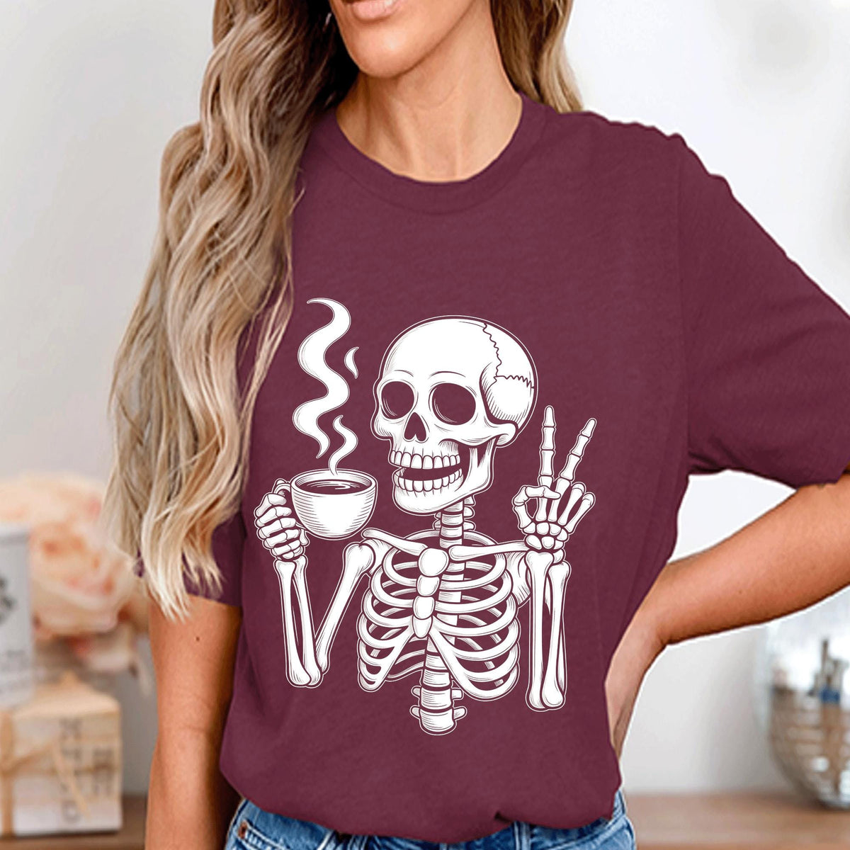 Skeleton Coffee Shirt, Funny Halloween Skeleton Tee, Spooky Season Coffee Lover Sweatshirt, Halloween Coffee Gift, Coffee Halloween Shirt