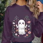 Cute Ghost Swing Shirt, Floral Spooky Halloween Spirit Tee, Kawaii Haunted Top, Women Halloween Shirt, Girl Halloween Sweatshirt, Ghost Tee