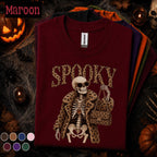 Spooky Skeleton Halloween Shirt, Leopard Print Skeleton Tee, Fashion Halloween, Glam Spooky Season Shirt, Skeleton Lover Gift