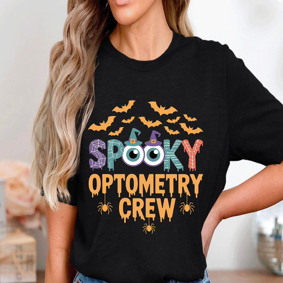 Spooky Optometry Crew Shirt, Funny Halloween Eye Doctor Team Tee, Cute Optometrist Halloween Costume Shirt For Groups, Halloween Optometry