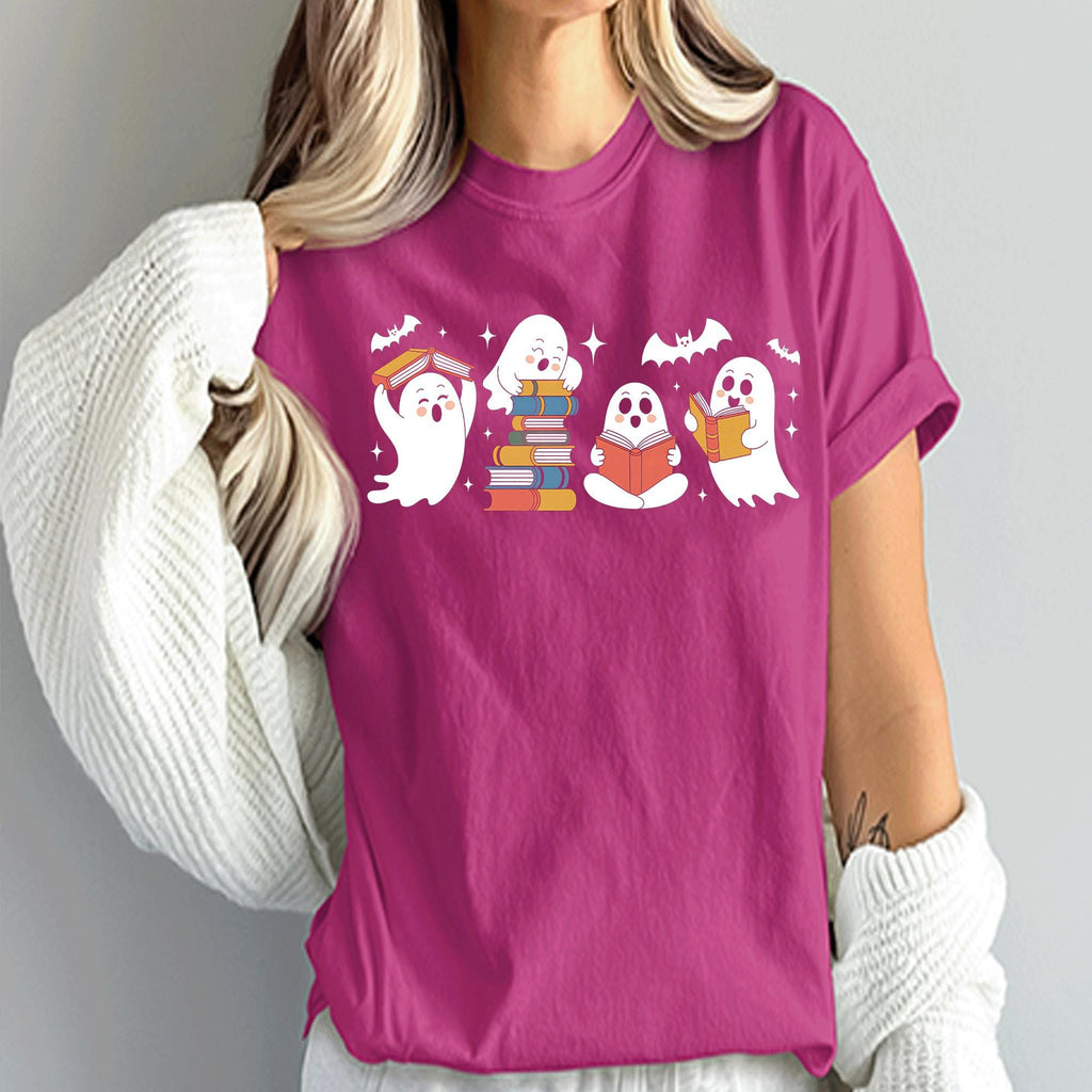 Ghost Reading Books Shirt, Gift Teacher Librarian Halloween Sweatshirt, Halloween Book Lover, Halloween School, spooky ghost Shirt Teachers