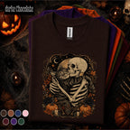 Skeleton Cat Halloween Shirt, Gothic Cat Lover Tee, Spooky Skeleton Hug Shirt, Vintage Halloween Tee, Dark Academia Fall Gift