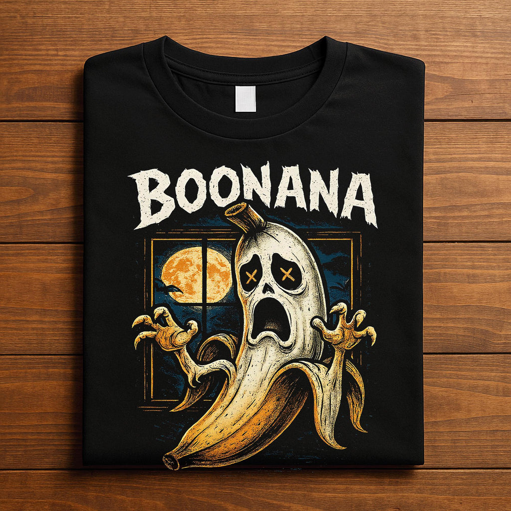 Boonana Shirt Scary Banana Ghost Costume Tee Spooky Fruit Shirts With Moon And Horror Style, Funny Halloween Shirt